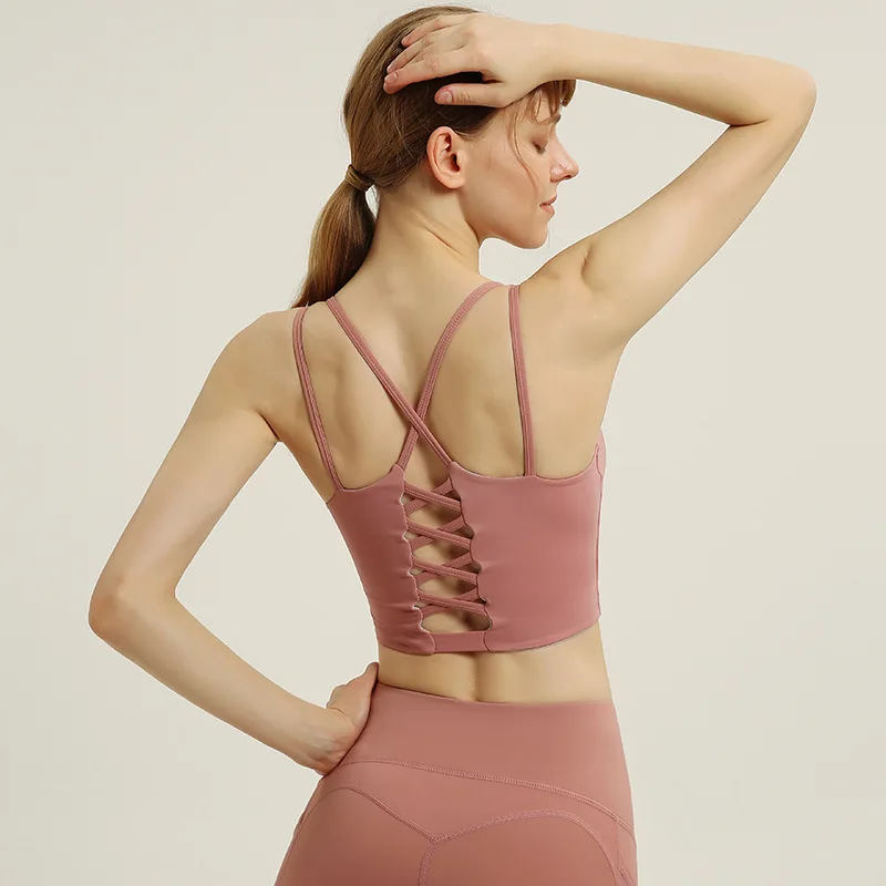 

Sports Top Vest Beauty Back Sports Bra Top Shock-Proof Gathering High-Intensity Sport Yoga Underwear Fitness Bra