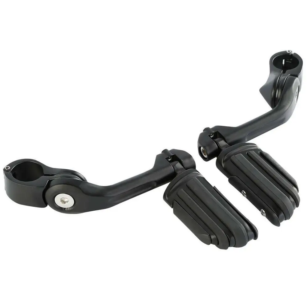 

Motorcycle 1-1/4" 32mm Bar Long Angled Adjustable Highway Footpegs Mount For Harley Touring Street Glide