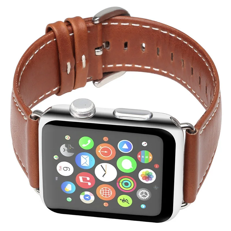 Ремешок из натуральной кожи для Apple Watch 42 мм 38 мм браслет с ретро текстурой Crazy Horse для iWatch все версии коричневый