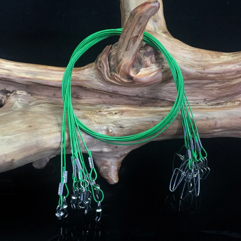 

10Pcs 30cm Anti Bite Steel Fishing Line Fishing Anti-bite Steel Wire Leader Leashes With Swivel Connector Fishing Lure Accessory