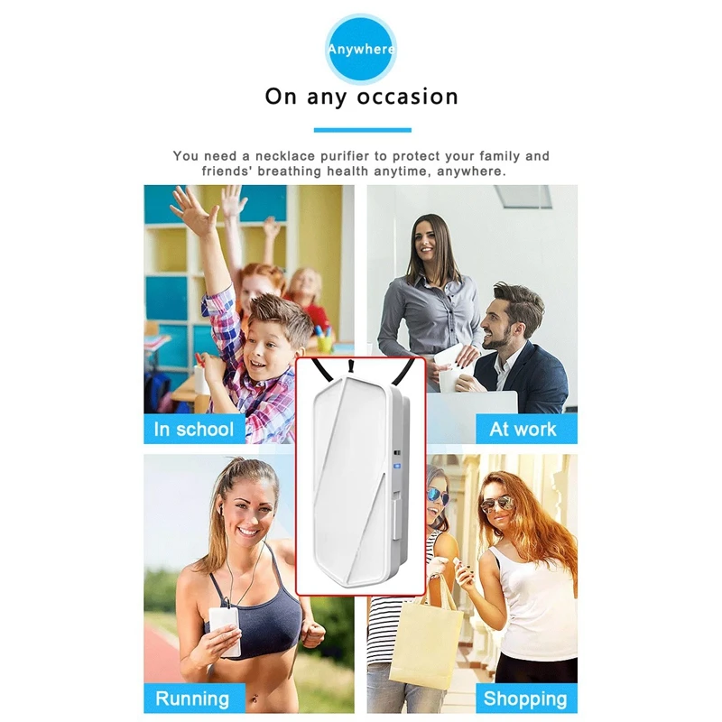 

Air Purifier Personal Wearable Portable Car Oxygen Bar 650MAH Battery Negative Ion Hanging Neck Air Purifier