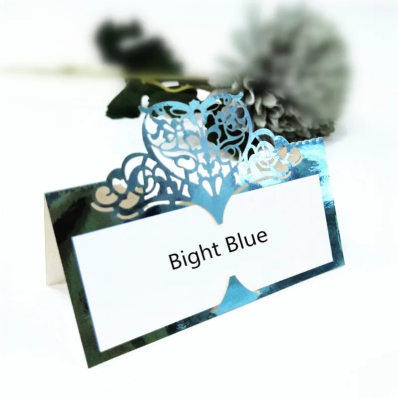 bright blue 100/50 шт в наборе, лазерная резка сердце именная табличка посадочные карточки украшение для сидения за столом одежда для свадьбы, дня рождения Украшение стола номера для сидения 8Z - Цвет: bright blue