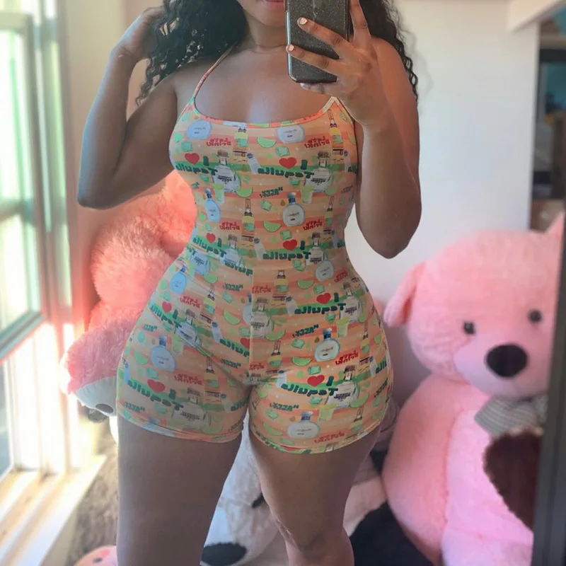 2020 на заказ летняя цельная Пижама для взрослых без рукавов женщин глубокий