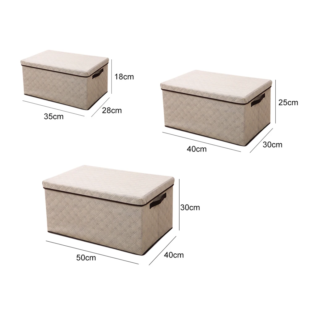 Большой контейнер для хранения из ткани с возможностью складывания и крышкой, ручками, корзиной для игрушек и белья.