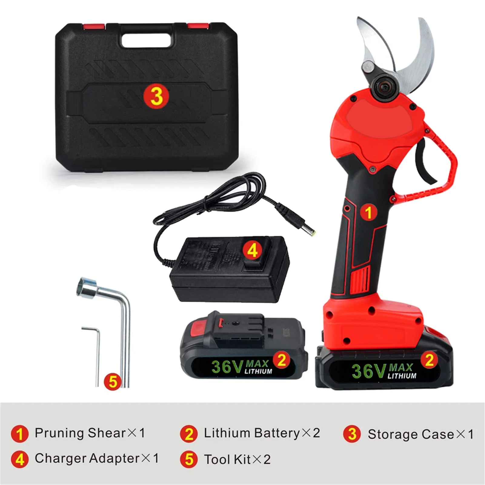 

NEW 36V Cordless Pruner Lithium-ion Pruning Shears Efficient Fruit Tree Bonsai Pruning Electric Tree Branches Cutter Landscaping