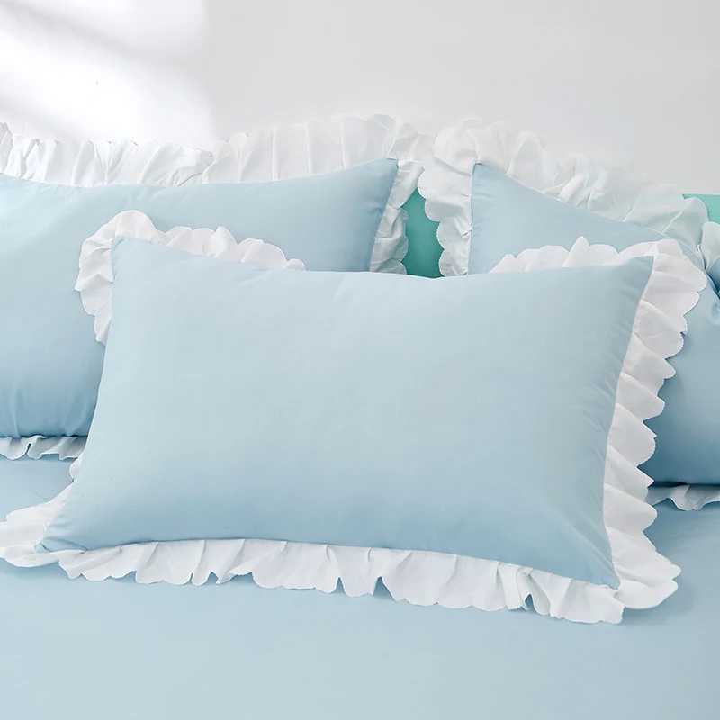 

1pcs Ruffle Pillow Sham Decorative Cotton Pillowcases European Princess Pillow Cover Cushion 48*74cm Pillow Protector Pillowcase