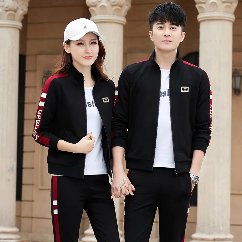 Couples POLO sweater suit sport clothes men's spring casual sportswear jacket Korean spring autumn 3 piece sets womens outfits