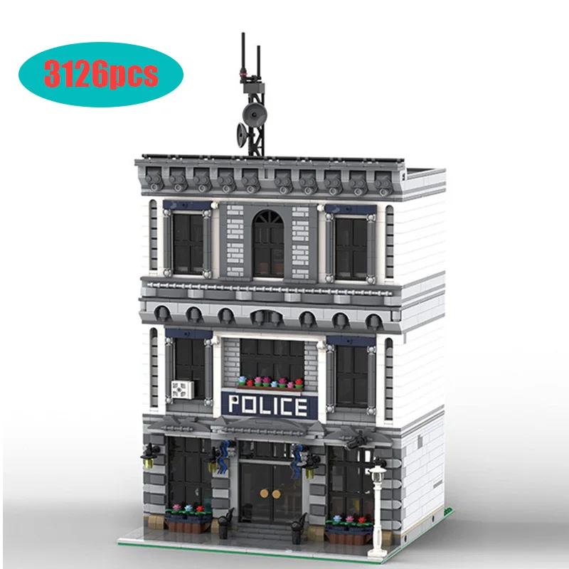 

21474 City Police Station Motorbike Helicopter Model Building Blocks Bricks Kits Compatible with lepining City 60047DIY