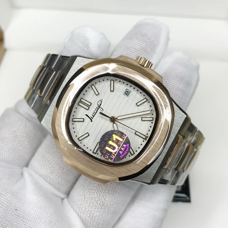

Rose Gold & Silver PP Men luxury brand watch white dial AAA automatic self-winding sapphire glass U1 factory