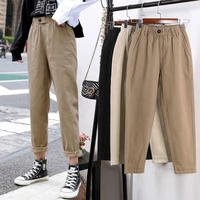 high waist pants for women casual harem pants capri plus size korean elastic waist solid ankle length trousers streetwear women