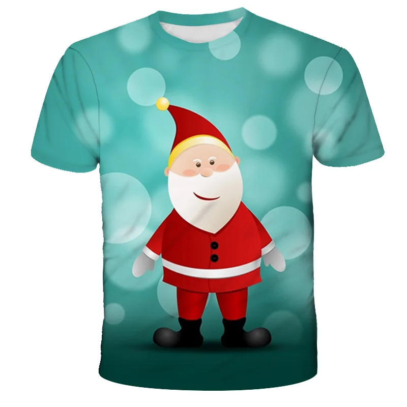 

2020 Summer Kids Boys hot sale Santa Claus T-shirts Baby short Sleeve Christmas Tops Children 4-14 Years Boy Girl T Shirts