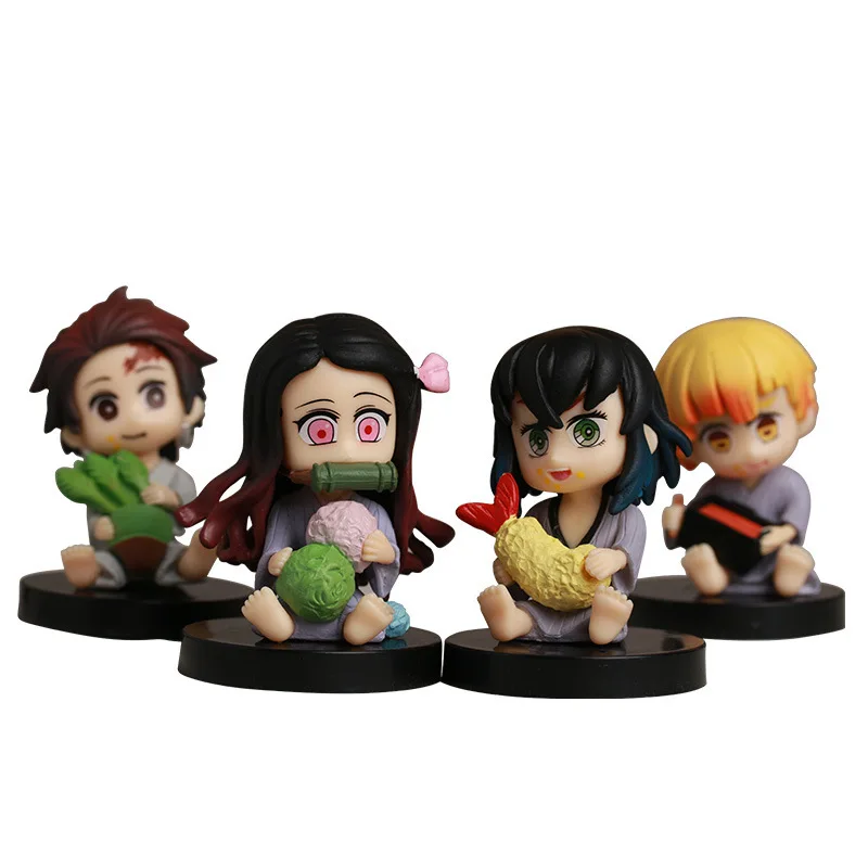 

4 Style/Set Demon Slayer Q Version Sitting Posture Kamado Tanjirou Kamado Nezuko Agatsuma PVC Figure Movie Model Toys Doll