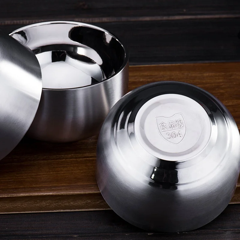 

19oz Stainless Steel Mixing Bowls Double Walled LunchRice Cereal Serving Bowls Salad Bowl Kitchen Dinnerware Accessories
