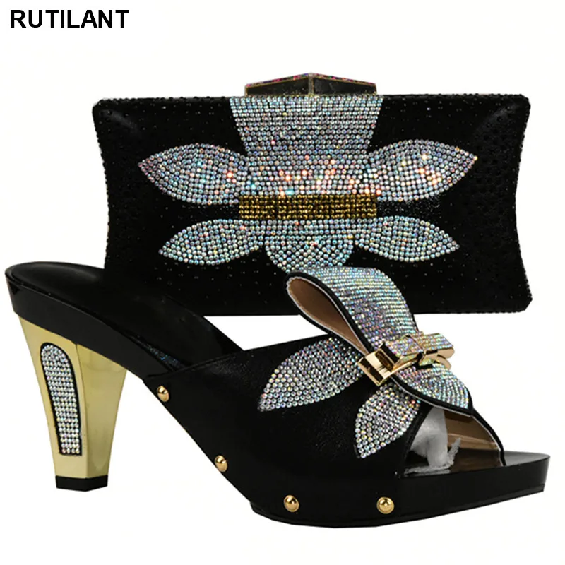 Shoes and Bag Set African Sets 2018 Black Color Shoe for Party In Women Nigerian | Обувь