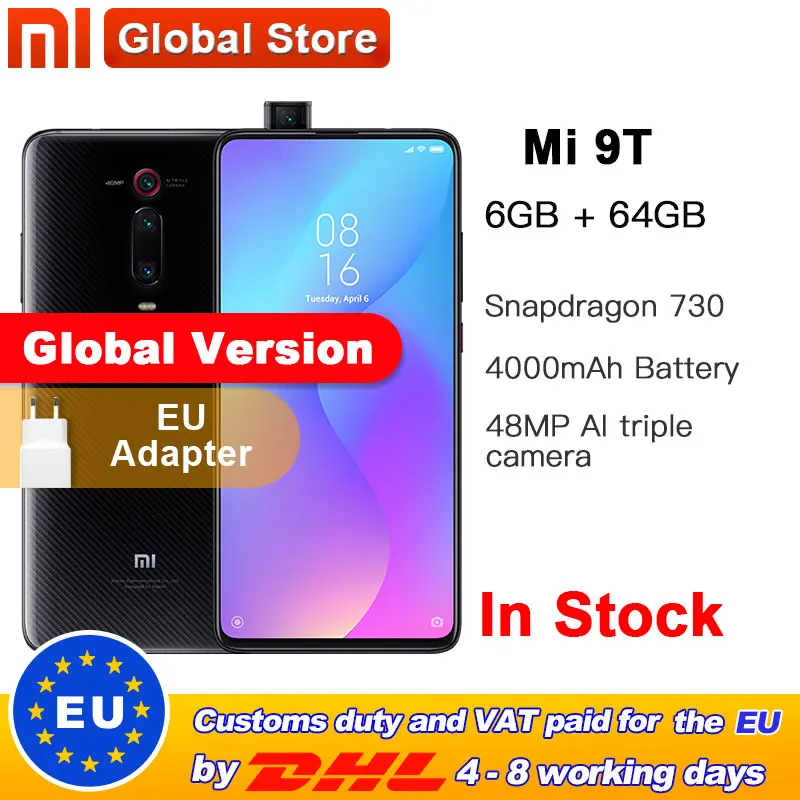 Глобальная версия смартфона xiaomi mi 9T 6 ГБ ОЗУ 64 Восьмиядерный процессор Snapdragon 730 4000