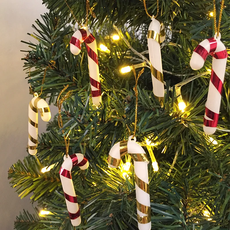 

6Pcs/Set Candy Christmas Canes Hanging Pendant Plastic Christmas Decoration For Home Outdoor 2022 Christmas Tree Ornaments