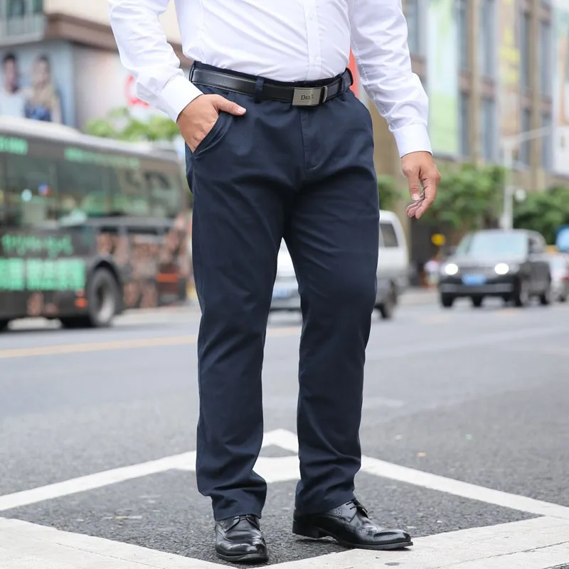 

Plus Size Men's Casual Business Formal Pants Cotton Long Trousers Size 40 42 44 46
