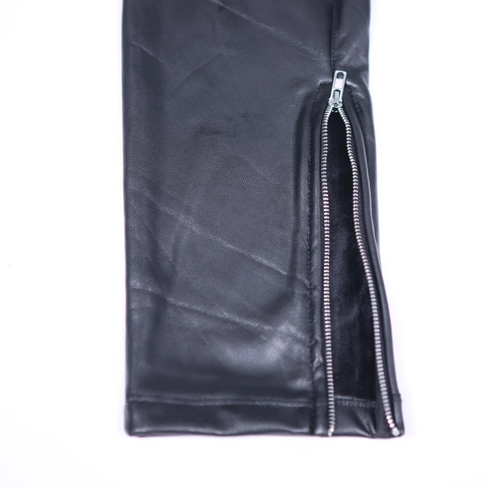 Fad мужские флисовые облегающие брюки-карандаш из искусственной кожи зимние