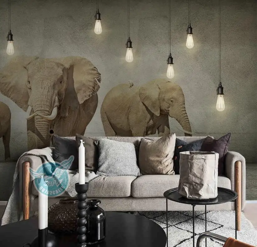 Пользовательские фото обои слон для гостиной спальни рулон Papel Parede 3d