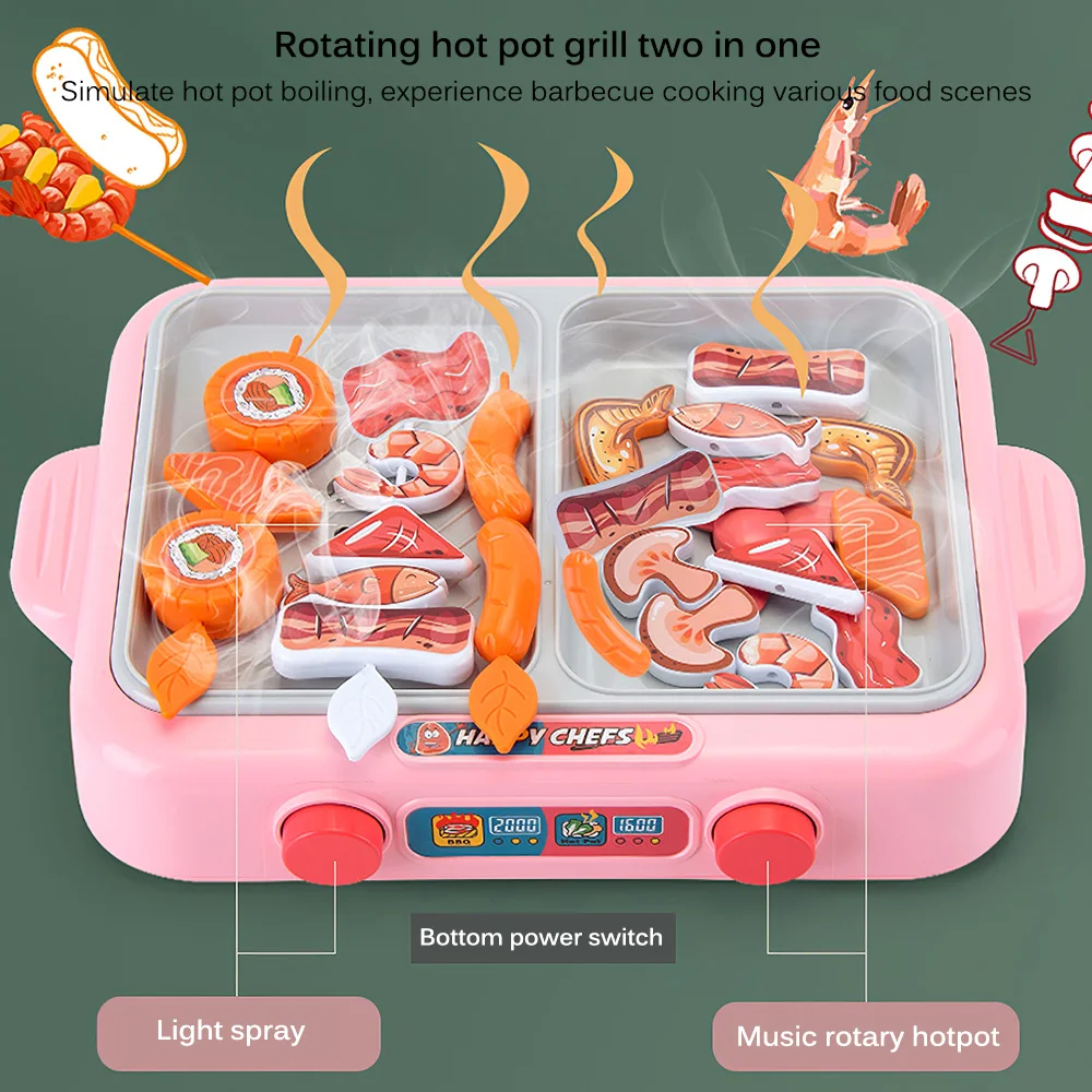 

Children Kitchen Cook Dinner Toys Food Barbecue Fire Boiler Toy Simulation Kitchen Cooking Practice Clamp Chopsticks Game Gift
