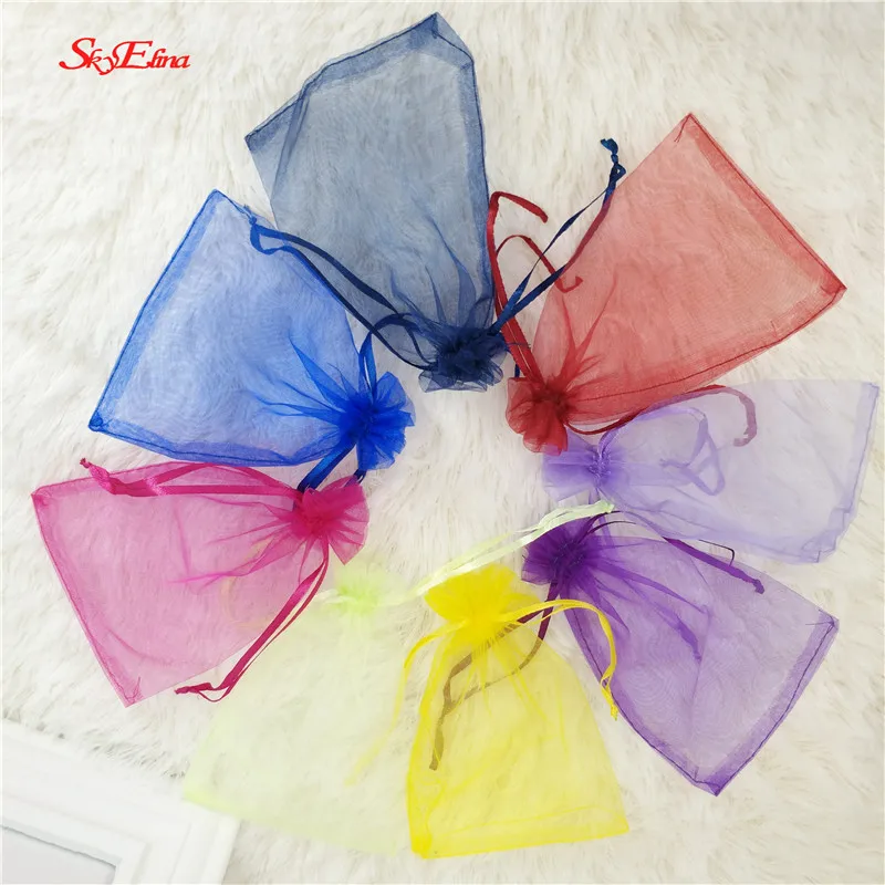 50 шт. однотонные прозрачные сумки из органзы свадебные сувениры для конфет