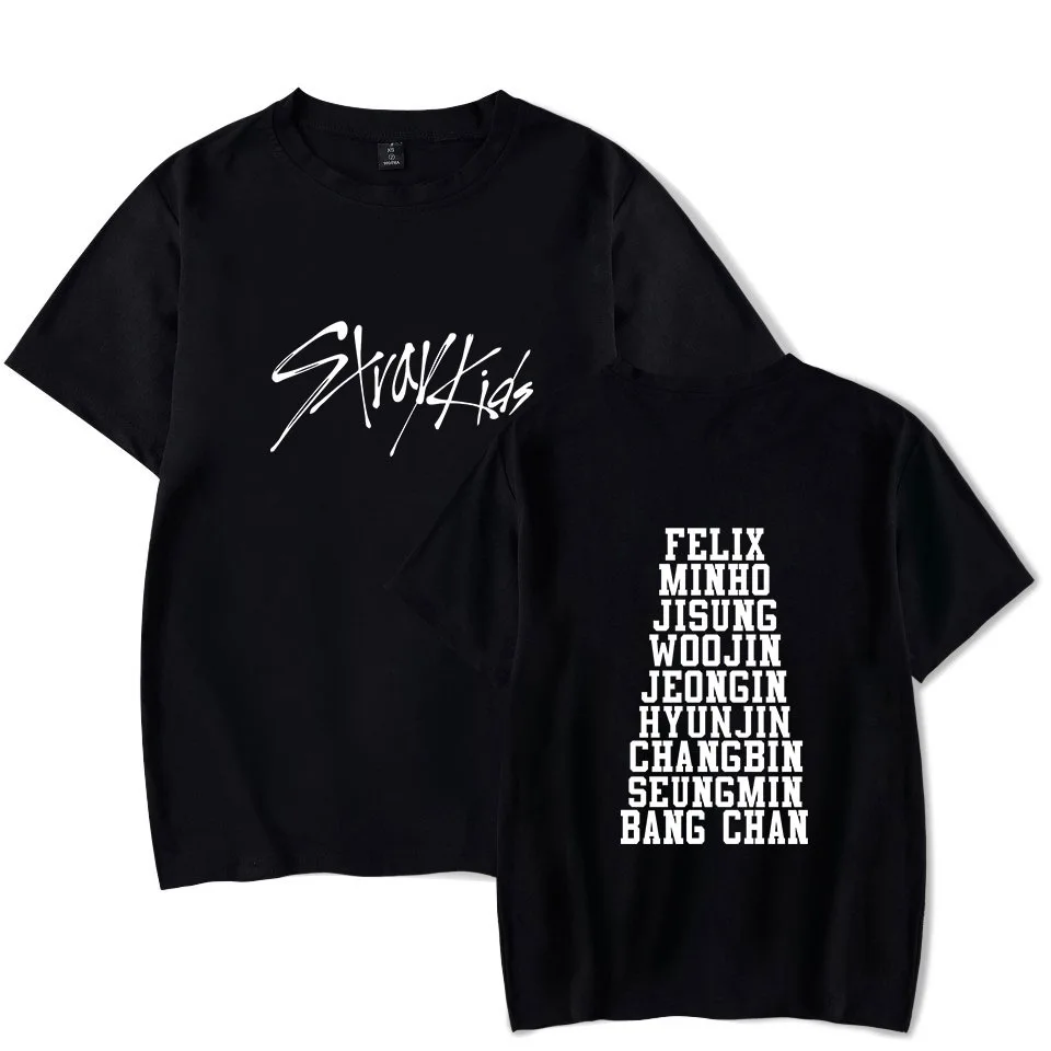 Kpop Stray Kids t shirt Women Men Harajuku Hip Hop t-shirt Streetwear tshirt Straykids All Member Name Printed Fleece Clothes
