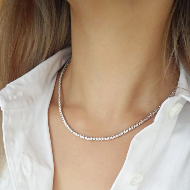 Diam tennis choker necklace for women stainless steel zircon dainty elegant clavicle necklace simple fashion women necklace 2021