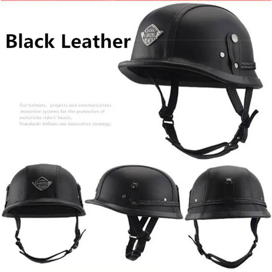 Мотоциклетные шлемы унисекс в стиле ретро немецкие матовые черные средней длины