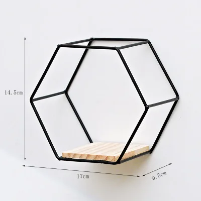 

Nordic Iron Hexagonal Stand Pot Wall Hanging Shelf Metal Geometric Figure Wall Decoration Living Room Decorative Shelf