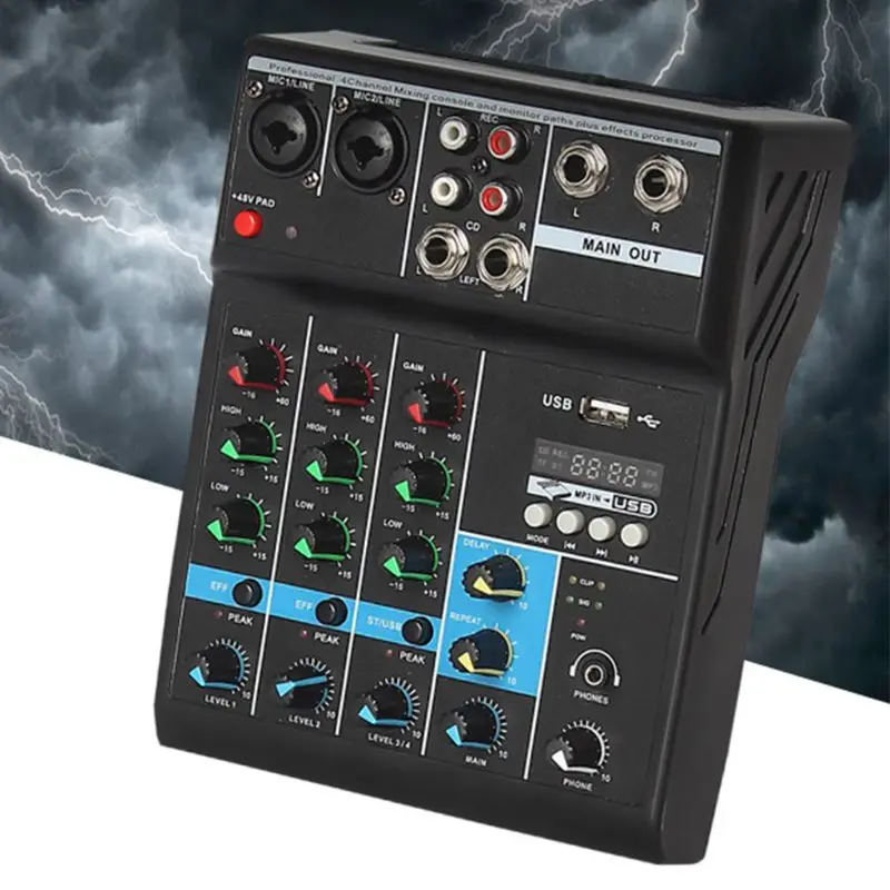 

Professional Mixer 4 Channels Bluetooth Sound Mixing Console for Karaoke