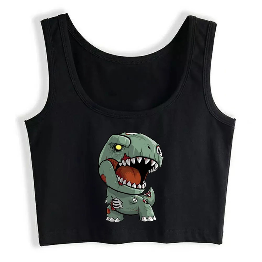 

Crop Top Women Cute Zombie Rex Dinosaur Graphic Cartoon Art Harajuku Tank Top Women Comic Women Clothes
