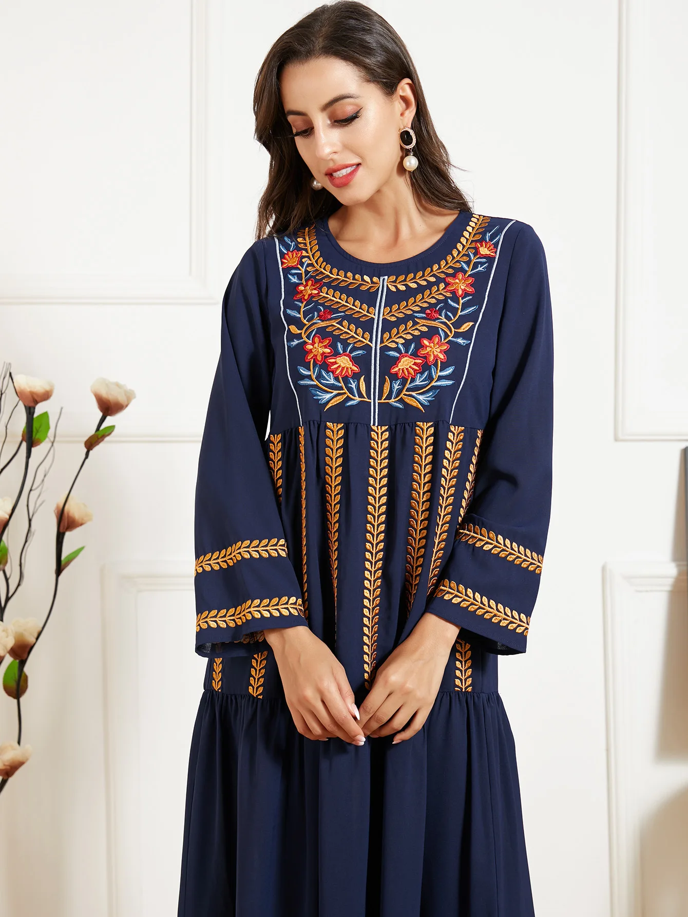 

Ramadan Turkey Muslim Dress Women Embroidery Abaya Moroccan Kaftan Islamic Clothing Hijab Djellaba Dubai Jilbab Party Vestidos