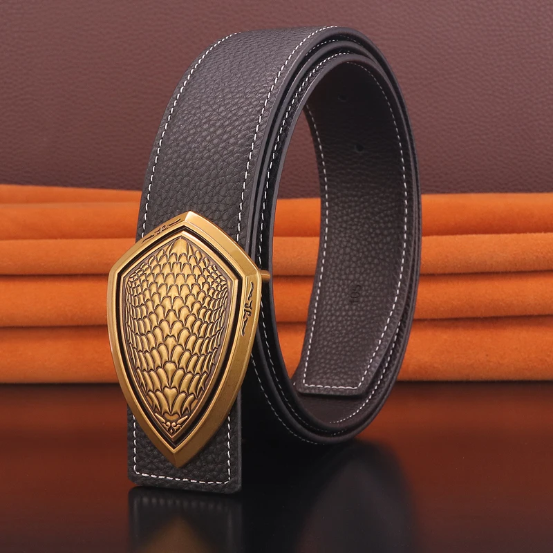 High Quality Chinese Style 3.8cm buckle fashion belt men designer genuine leather luxury Waist Strap popular ceinture homme