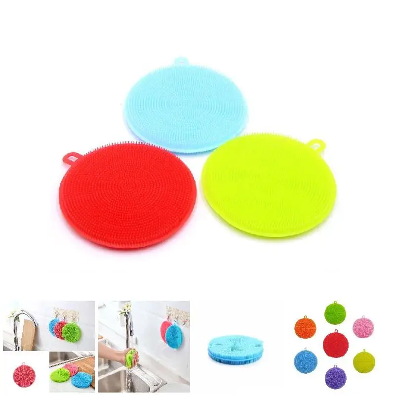 Мягкая силиконовая губка скребок для мытья фруктов посуды бытовая уборка