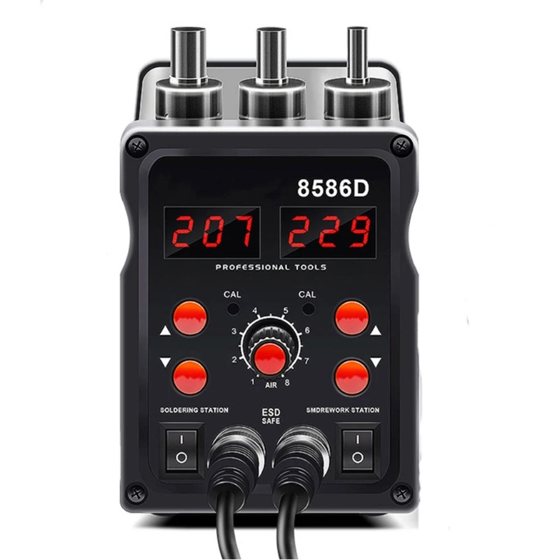 

Hot 2 in 1 8586D Soldering Station Solder Iron Hot Air Welding Tool 220V/110V