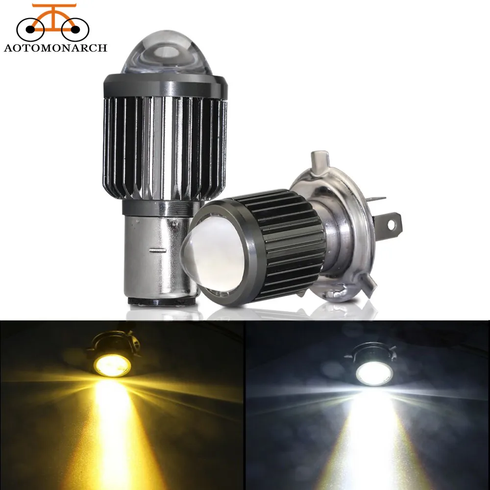 

AOTOMONARCH Electric motorcycle LED headlight with lens fisheye lens H4 far and near light BA20D 3000K 6000K 12V 30W CJ