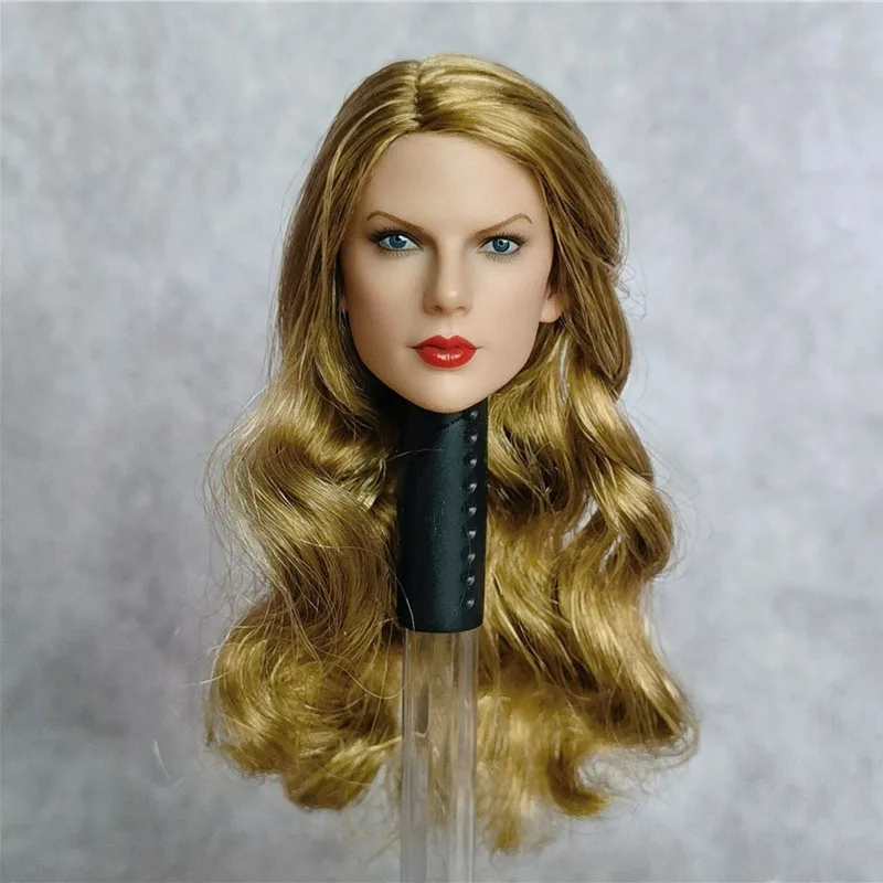 

1/6 American Female Singer Taylor Head Sculpt Golden Long Hair Head Carving Fit 12 inch TBL JO Soldier Action Figure Body