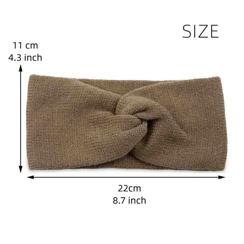 

Winter Women Knitted Headband Cross Warmer Ear Elastic Wide Turban Handmade Soft Headwrap Hair Band Solid Color Hair Accessories