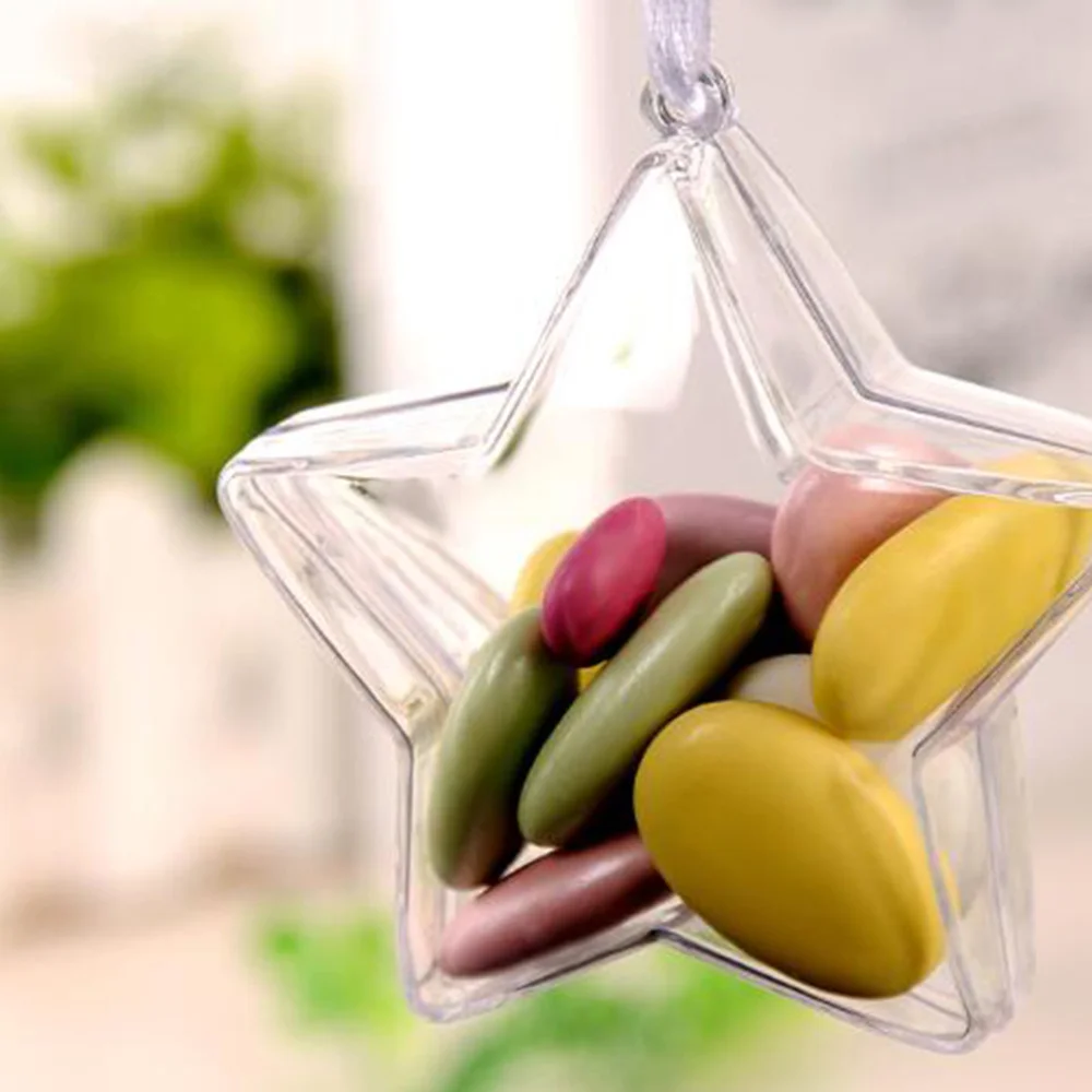 

6PCS Candy Boxes Transparent Star Shape Candy Storage Box Container for Wedding Party