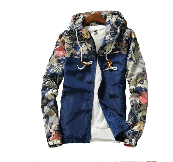 

Women's Hooded Jackets 2021 new Spring Autumn Floral Causal Windbreaker Women Basic Jacket Zipper Lightweight coat