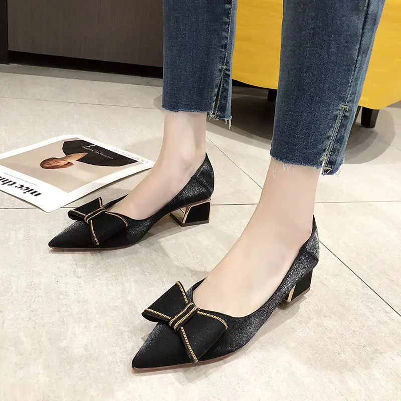 

Cresfimix Women Cool Pointed Toe Pu Leather Spring Slip on Square Heel Pumps for Night Club Lady Casual Sweet Office Shoes A9587