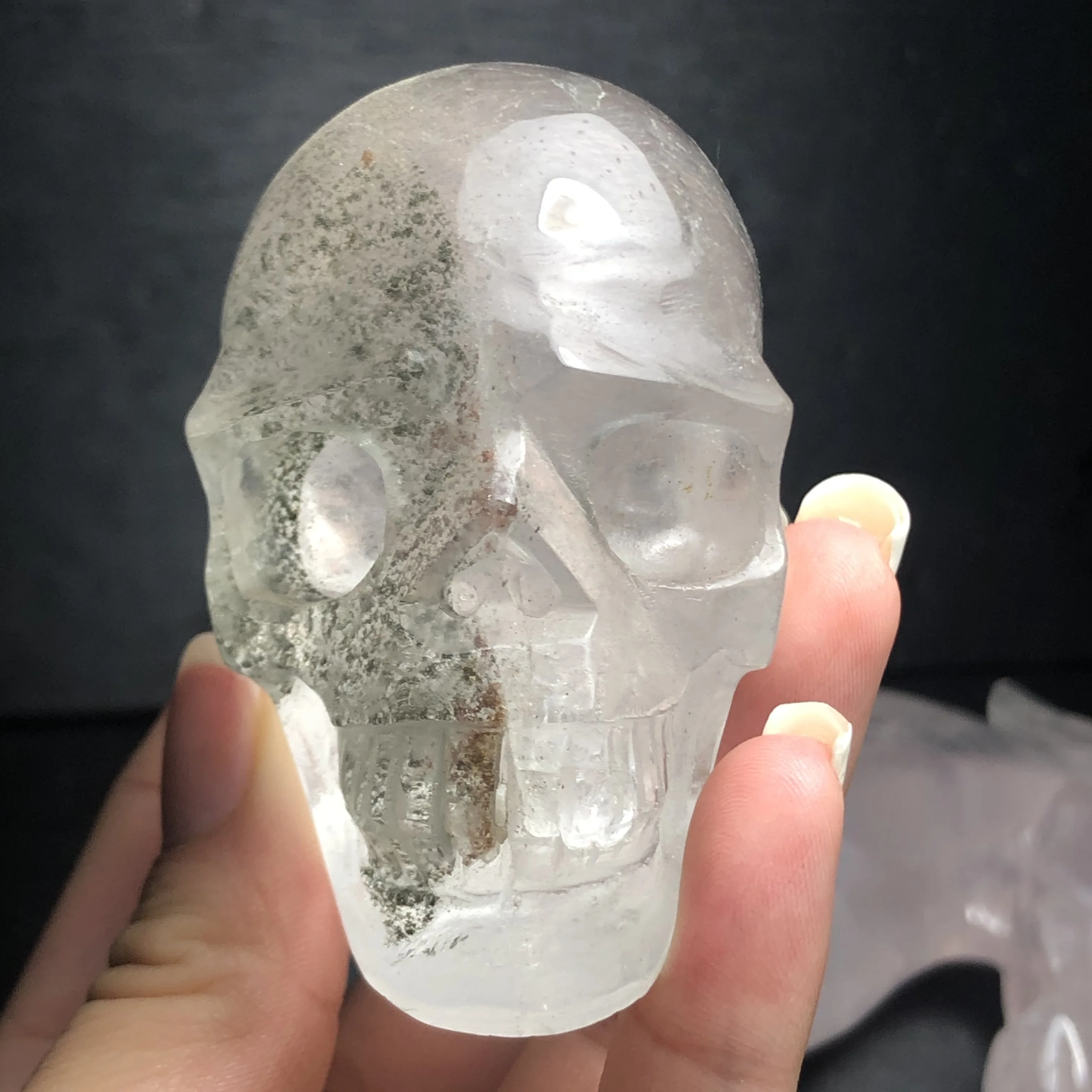 

Двухсторонний череп из природных кристаллов, медитация, Исцеление Рейки, украшение для дома, подарки используется для