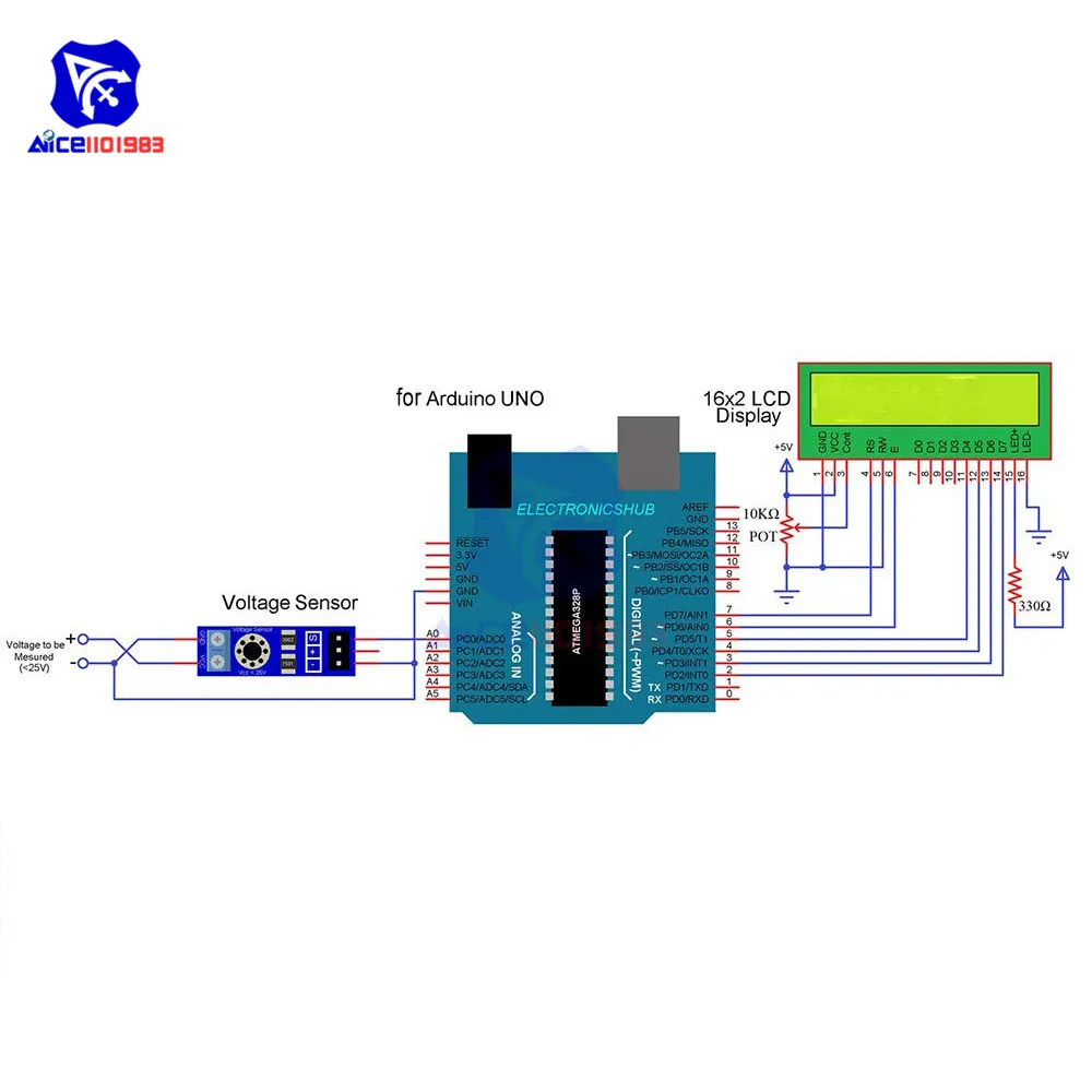 Diymore 5 шт./лот модуль датчика напряжения постоянного тока 0 ~ 25 в тестер для Arduino