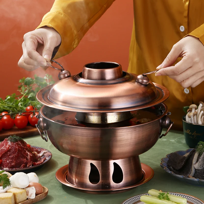 

1.8 Liters High quality stainless steel hot pot, Chinese fondue Lamb Chinese Charcoal hotpot outdoor cooker picnic cooker