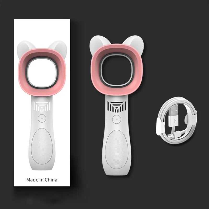 

Mini Bladeless Fan Cute Cat Hand held USB Rechargeable Fans 2000mAh Mute Without Vane for Home Outdoor Ventilador Cooler Fan 8H
