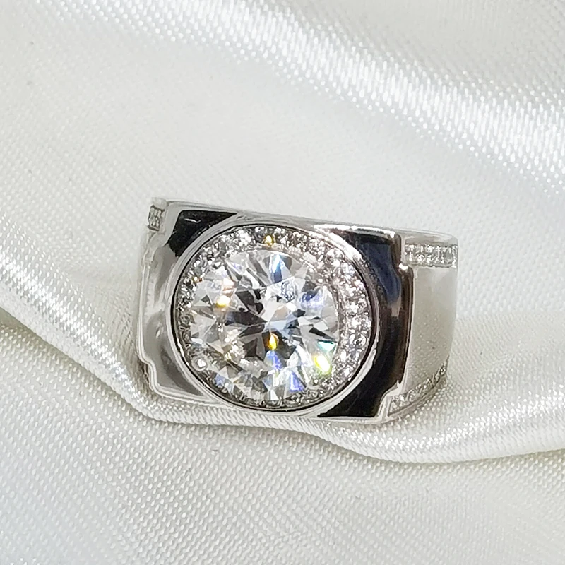 

Мужское кольцо с бриллиантом MeiBaPJ VVS1 D, простое кольцо с бриллиантом 1/2/3 карата из настоящего серебра 925 пробы, изящные свадебные украшения