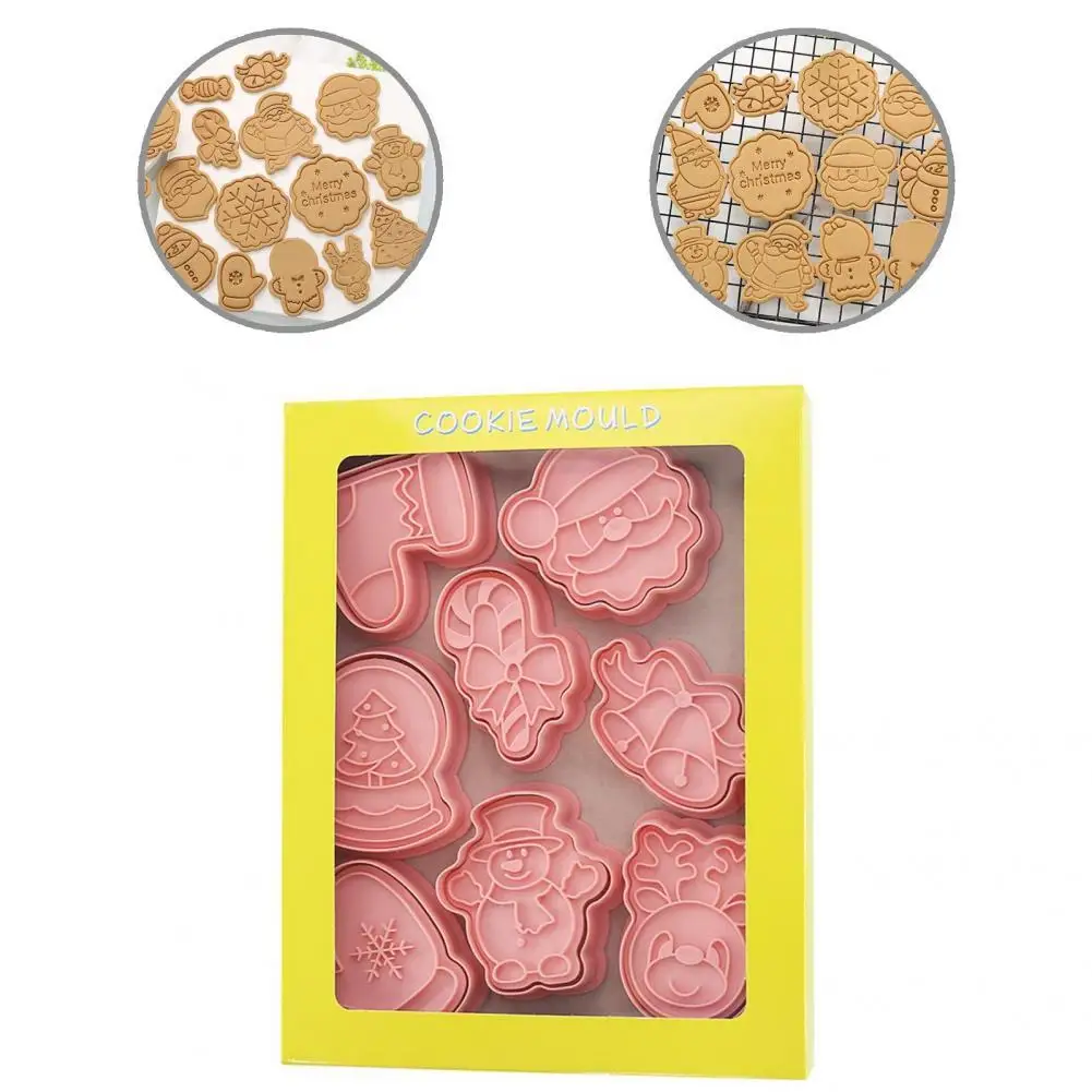 

Practical Biscuit Mould Xmas Elements Design Delicate Dessert Baking Mould Embossing Mold Cookies Mold 8Pcs/Set