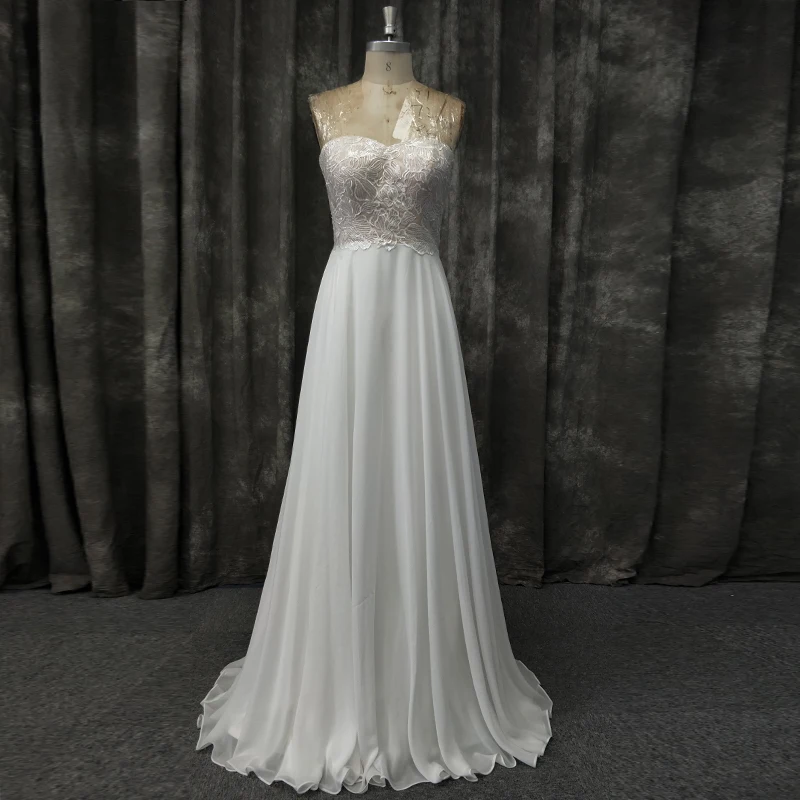 

High Quality Fabric Sweetheart Sleeveless Sequined Lace Zipper Back Boho Wedding Dress Bridal Gown