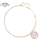 Женское Ожерелье CANNER из стерлингового серебра 925 пробы, с цирконом, сшитая Скрепка-Скрепка, изящное Ювелирное Украшение золотого цвета