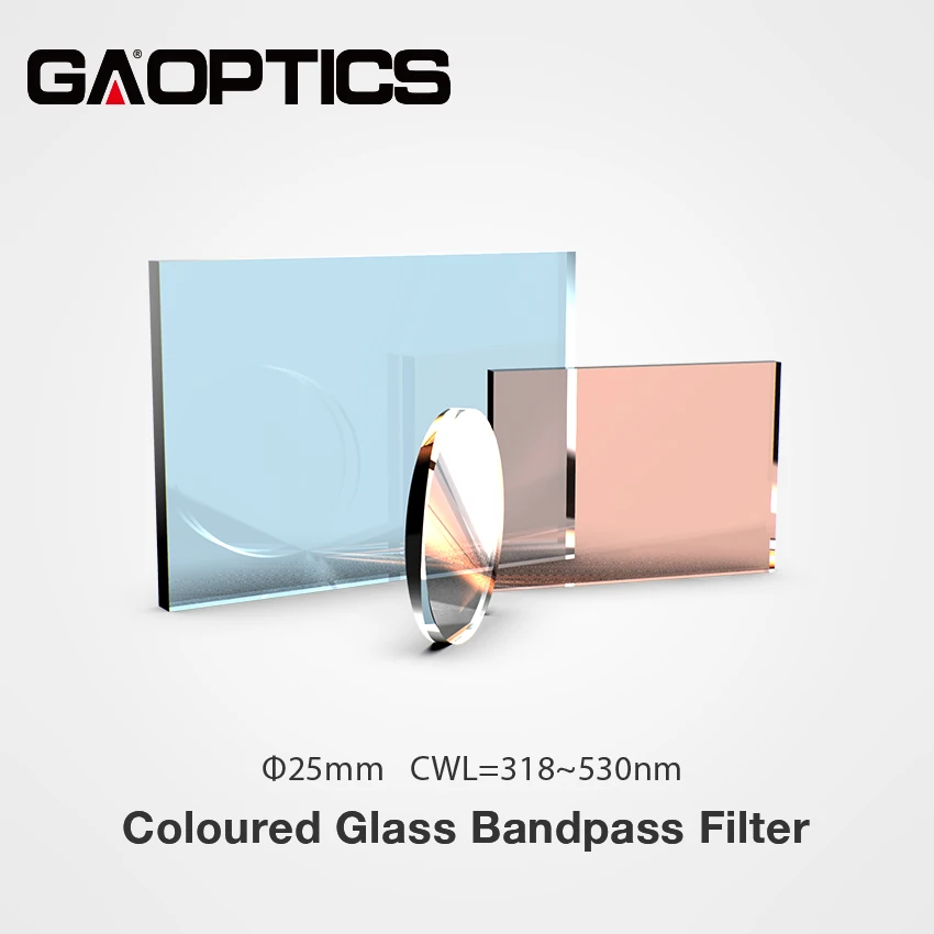 

Colored Black Blue Glass Bandpass Optical Filters CWL 318nm to 530nm Dia 25mm